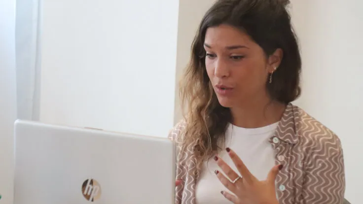 A Nova member in a video call with her Talent Agent